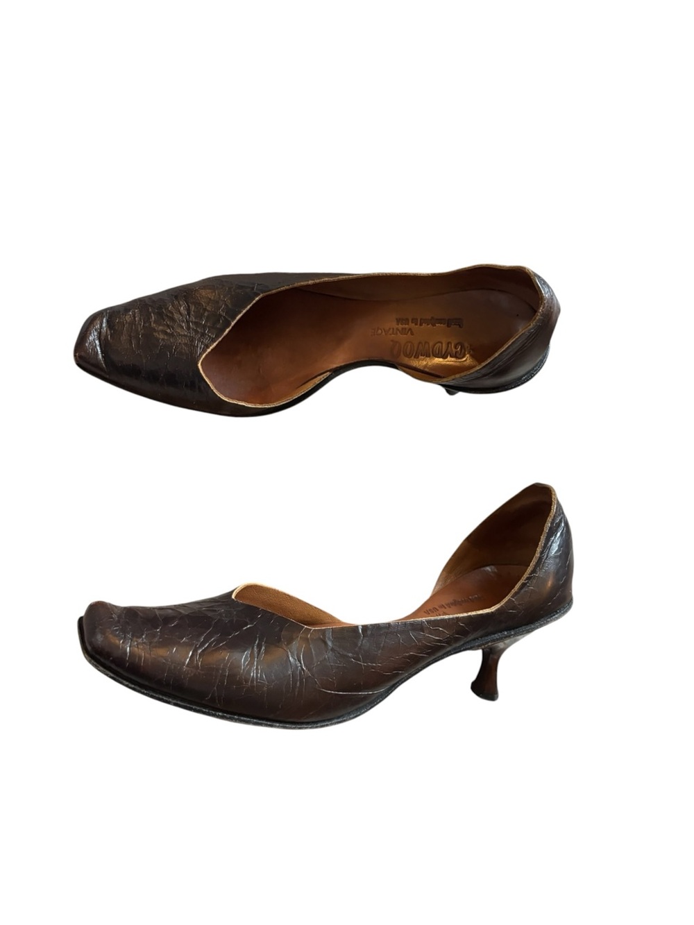 Cydwoq Vintage handmade USA leather d'Orsay kitten heels pointed steampunk 36.5
